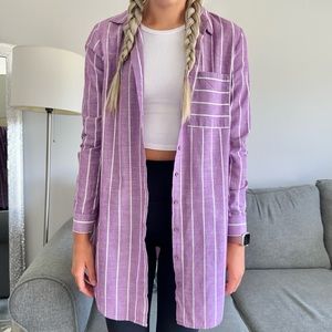 Purple Pin Stripe Button Down Top